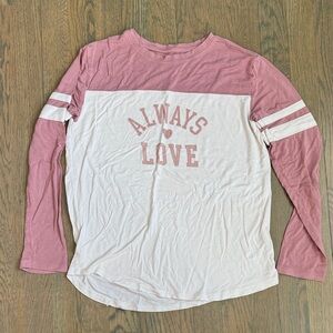Always Love Pink and White Long Sleeve Tee